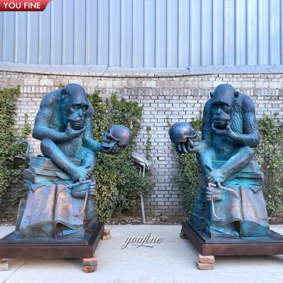 China Outdoor Decoration Darwin Orangutan Thinking Bronze Europe School Garden Bronze Sculpture for sale