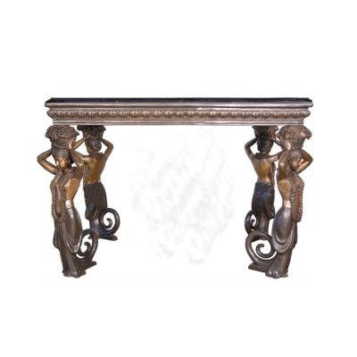 China Europe Bronze Sculpture Ladies Granite Top Decorative Bronze Dining Tables for sale