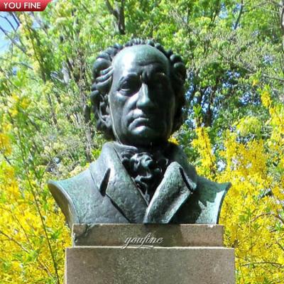 China Europe Outdoor Garden Goethe Bust Decorative Life Size Bronze Statue for sale