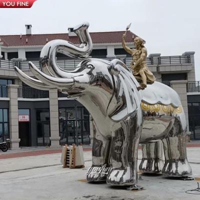 China Modern Large China Outdoor Garden Metal Statue Stainless Steel Elephant Sculpture for sale