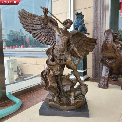 China Life size handmade bronze St Michael frame of Europe outdoor garden the Arkhangel statue for sale