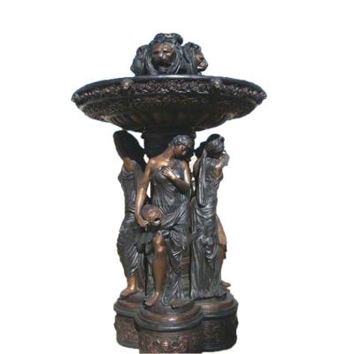 China Europe Decorative Garden Lion Head Bronze Fountain With Lady for sale