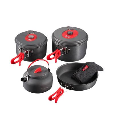 China Hard AnodizedAluminum Camp Cook Set Aluminum Cookware Machine Outdoor Picnic Cookware Set for sale