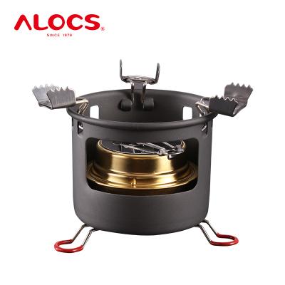 China ALOCS CS-B13 Manual Alcohol Stove Hot Pot with Stand for Camping Hot Pot Outdoor Backpacking Rise Furnace for sale