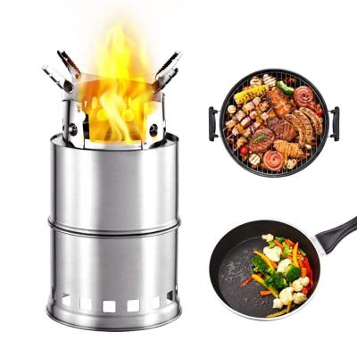 China Adjustable Height Collapsible Lightweight Backpacking Camping Wood Bruning Stove for sale