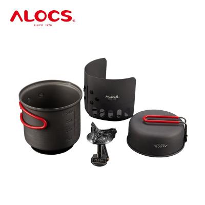 China Alocs U01 Outdoor Camping Cookware 1-2 Person Gas Stove Picnic Pots Portable Cooking Set Pan for sale