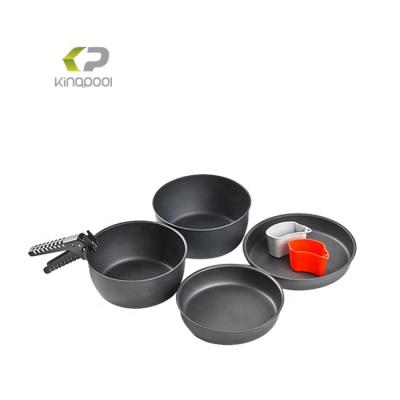 China Hard Anodized Aluminum Hard Anodized Aluminum Lightweight Camping Cookware Set for sale