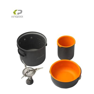 China Wholesale silicone camping ultra light hard anodized outdoor aluminum cookware set outdoor for sale