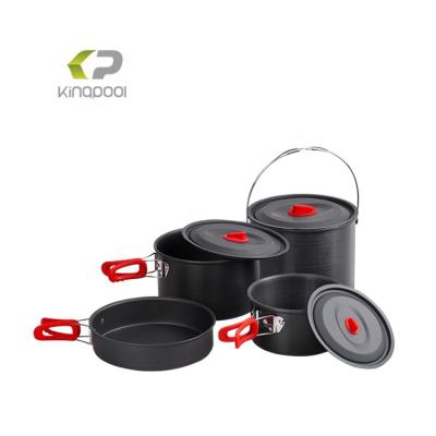 China Sustainable Outdoor Camping Hard Anodized Aluminum Cookware Sets for sale