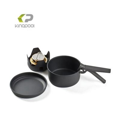 China Hard anodized aluminum hard anodized metal cookset aluminum outdoor hiking camping cookware set for sale