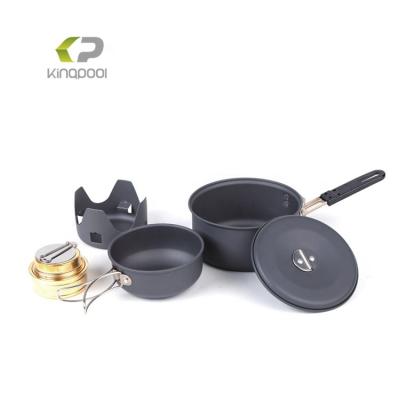 China Outdoor Camping 5pcs Outdoor Cooking Suite for1-2 People Factory Price Aluminum Cookware Set for sale