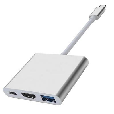 China Free Shipping Charging+Data Multiport Transfer HJX USB C 3 in 1 Hub Adapter with USB 3.0 Delivery 4k HD-MI and PD Compatible for MacBook Pro for sale