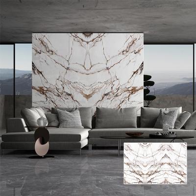 China Pound Matched Calaccata Gold Porcelain Slab 160x320cm Porcelain Floor Wall Veining Tile For Villa for sale