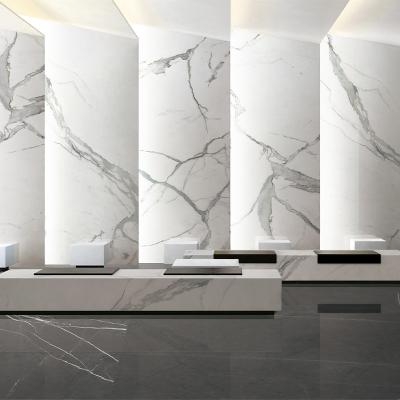 China Glazed Metal Tiles Carrara Luxury White Marble Tiles For Villa 1200x2400mm White Porcelain Tiles for sale