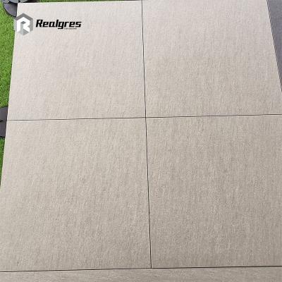 China Exterior Dry Body 20mm Thick Contemporary Gray Porcelain Floor Tile Rustic Outdoor Non-Slip Full Granute 600x600mm for sale