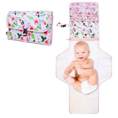 China Prevent Slippery Foldable Travel Waterproof Changing Travel Changing Portable Infant Mat With Kit Pockets Baby Diaper Protector Station for sale