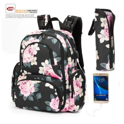 China High Quality Multifunctional Multi Function Travel Purpose Backpack Mummy USB Baby Diaper Bag Waterproof Diaper Bag With Changing Pad for sale