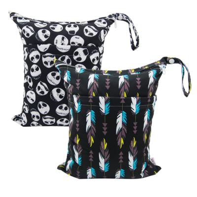 China Multifunctional Waterproof Cloth Zipper Diaper Baby Purpose Waterproof Wet Dry Bag With Two Zippers Travel Tote Nappy Pouch for sale