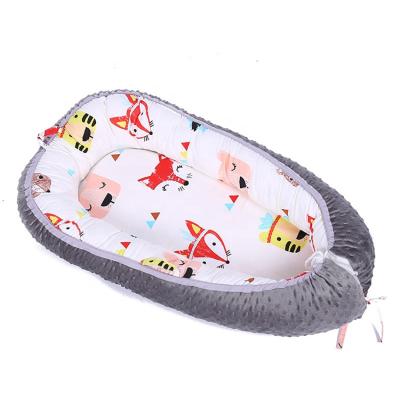 China 100% Cotton Organic Folding Baby Sofa Cover Newborn Baby Portable Folded Travel Sofa Nest for sale