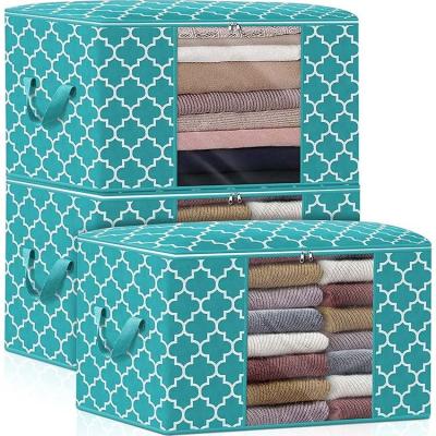 China 3 Pack Custom Viable Closet Organizer Non Woven Storage Collapsible Bag Blankets Clothes for sale