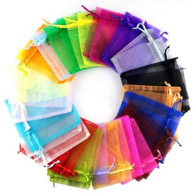 China Colorful Party Suppies Wedding Tote Bag With Ribbon Organza Shopping Gift Bag For Candy Holiday Presents for sale