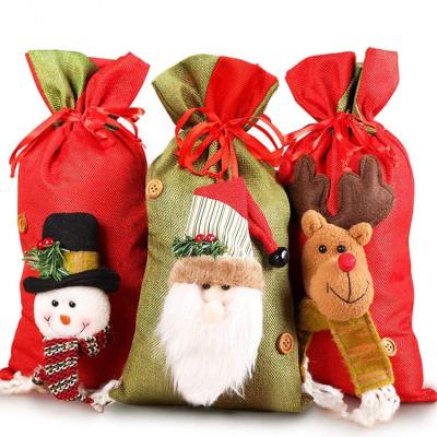 China Custom Canvas Printed Christmas Party Gift Drawstring Bag Christmas Gifts Bag Santa Sack Decoration Moon Star Customized Size for sale