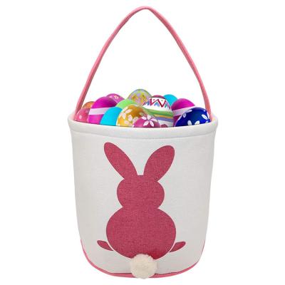 China Easter Bunny Bucket Egg Hunt Decorations Easter Basket Burlap Viable for Kids Easter Tote Bag for sale