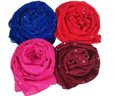 China Latest Design Chiffon Hijab Scarf With Diamond Muslim Shimmer Hijab Scarf With Stone for sale