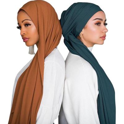 China Polyester Netting Pleated High Stretch Tank Top Islamic Head Hijab Scarf Ladies for sale