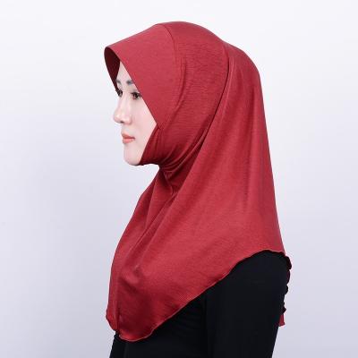 China Bamboo Base Instant Fiber Cotton Hijab Solid Color Hijab Ready Headwrap Scarf for sale