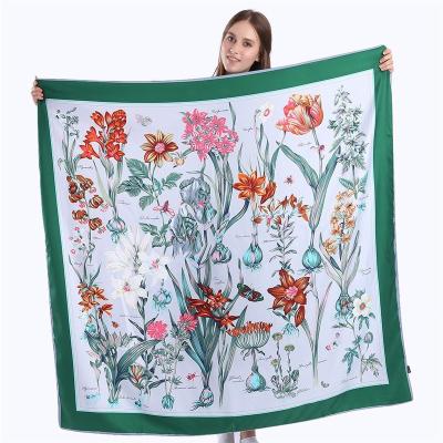 China Stylish European Twill Square Design Silk Scarf Digital Printing Fashion Silk Scarf for sale