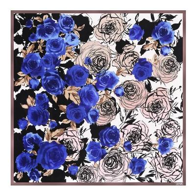 China Elegant Colorful Rose Printing Silk Scarves Women Sunscreen Square Shawls for sale