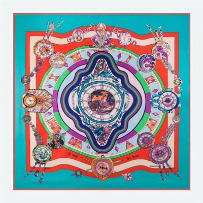 China Elegant Customize Large Square Silk Scarf Printing Ladies Silk Scarf for sale