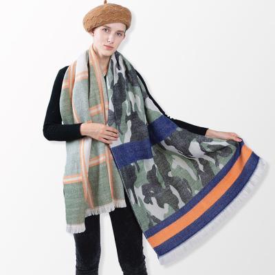 China 2021 new fashion design Z brand winter camouflage and plaids scarf shawl blanket female thick warm scarf large for sale