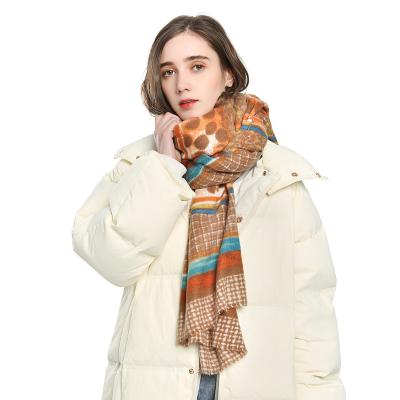 China 2021 Fashion New Arrival Winter Cashmere Shawl All-match Plaid Dot Printing Cashmere Wrap Scarf Shawl for sale