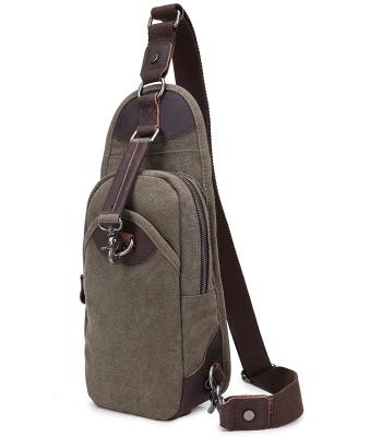 China Custom Vintage Canvas Vintage Design Leather Sling Bag For Men Cross Mini Body Chest Sports Shoulder Bag Cross Body Bags for sale