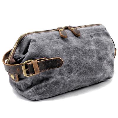 China Fashion Simple Custom Bags Vintage Canvas Toiletry Bag Makeup Bag Men Travel Kit for sale