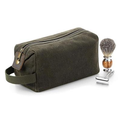 China Vintage High Density Washed Cosmetic Bag Travel Canvas Man Toiletry Wash Bags for sale