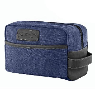 China 2022 Custom Classic Vintage Canvas Wash Shower Organizer Waterproof Shaving Travel Toiletry Bag Men for sale