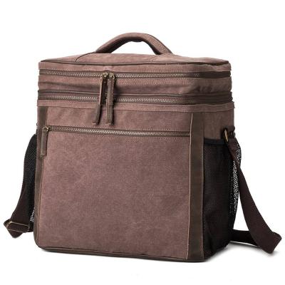 China Custom Canvas Insulated Insulated Large School Picnic Wine Cooler Bag Office Lunch Box Bag For Women for sale