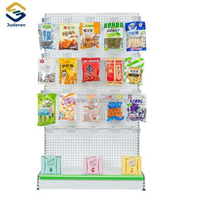 China Corrosion Protection Supermarket Shelf With Hook Metal Perforated Gondola Shelf Steel Retail Display Rack for sale