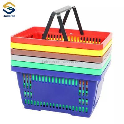 China Portable Shopping Trolley Shopping Cart Four Wheels Plastic Hand Pull Basket for sale