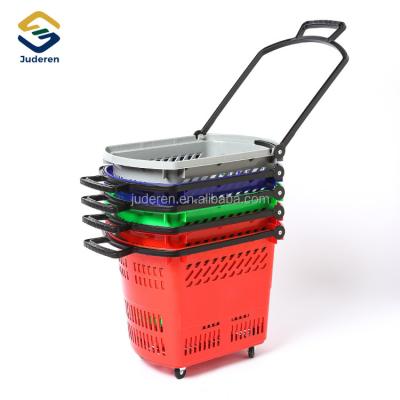 China Hot Sale China Manufacturer Portable Shopping 4 Wheels Handle Basket Folding Hand Trolley for sale