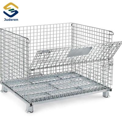 China Wholesale Logistics Transport Warehouse Storage Steel Cage With Weight Capacity 500kgs Grid Cage Steel Wire Mesh Pallet Cage for sale