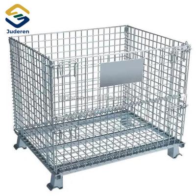 China 2022 Corrosion Protection Hot Sale Collapsible Collapsible Steel Wire Mesh Storage Cage Pallet Containers Metal for sale