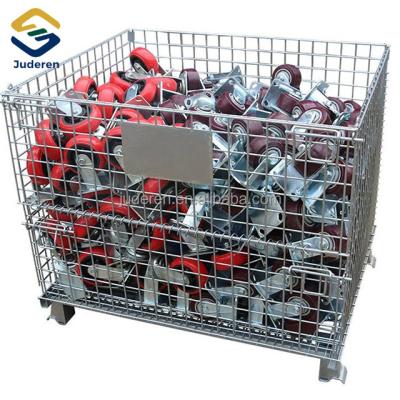 China Corrosion Protection Turnover Iron Cage Warehouse Cage Factory Direct Selling Metal Galvanized Economic Lightweight Folding Storage Cage for sale