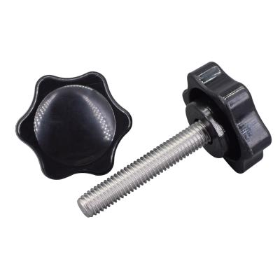 China Black Stainless Steel M8 32# Head Star Hand Knob Tighten Plastic Screw Knob Screws for sale