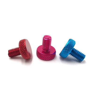 China Customized Anodize Round Knurled Colored Aluminum Head Thumb Screw For Computer DIY for sale