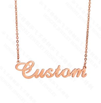 China Punk 18K Gold Plated Custom Necklace DIY Name Stainless Steel Pendant Necklace for sale