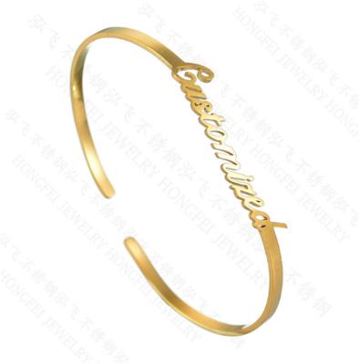 China Popular Punks Personalize Name Custom Bracelet 18K Gold Plated Stainless Steel DIY Letter Bracelet for sale